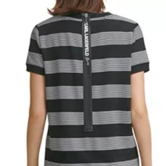 KARL LAGERFELD Paris Striped Logo Patch Dress with Pocket - Picture 4 of 9